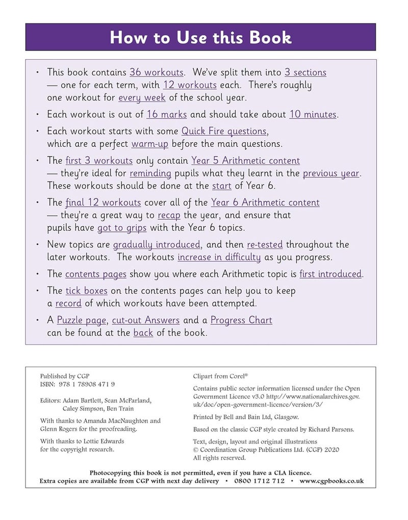 Ks2 Year 6 Maths 10Minute Weekly Workouts Arithmetic By CGP Books - CGP Books Paperback - Image 3