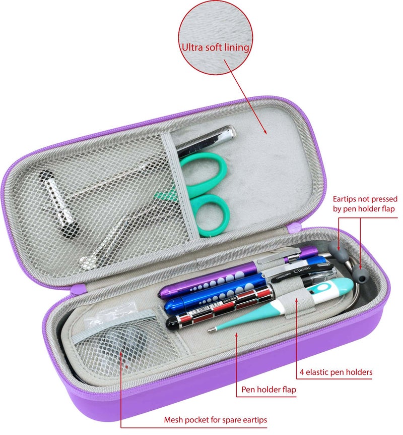 ButterFox Premium Stethoscope Case with Divider and ID Slot for 3M Littmann Classic III, Cardiology IV Diagnostic and More Stethoscopes with Pocket for Nurse Accessories (Lavender Purple) - Image 2