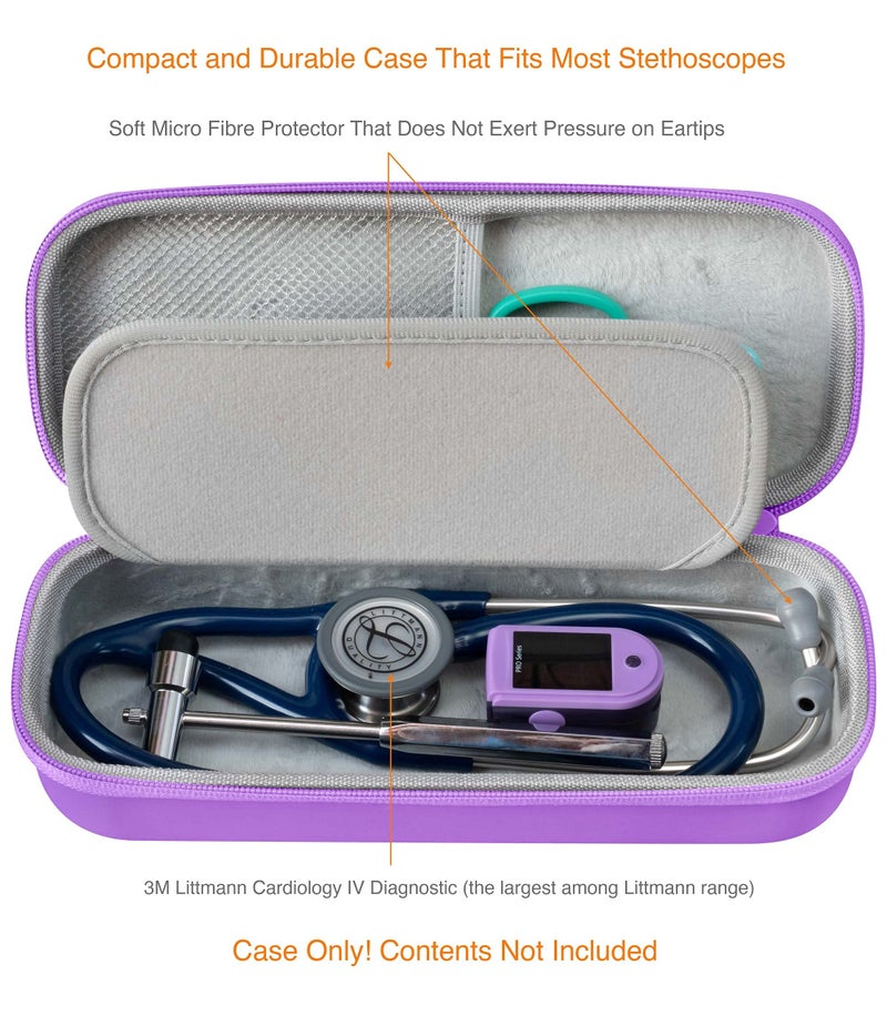 ButterFox Premium Stethoscope Case with Divider and ID Slot for 3M Littmann Classic III, Cardiology IV Diagnostic and More Stethoscopes with Pocket for Nurse Accessories (Lavender Purple) - Image 3