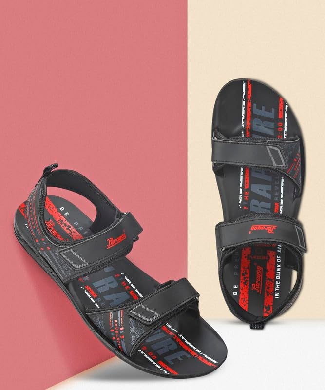PARAGON Men's Stylish Outdoor Black Velcro Sandals | Comfortable for Daily Use | Casual, Durable & Lightweight With Cushioned Soles - Image 2
