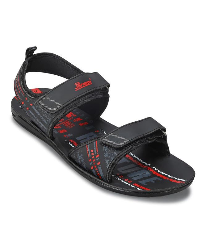 PARAGON Men's Stylish Outdoor Black Velcro Sandals | Comfortable for Daily Use | Casual, Durable & Lightweight With Cushioned Soles - Image 1