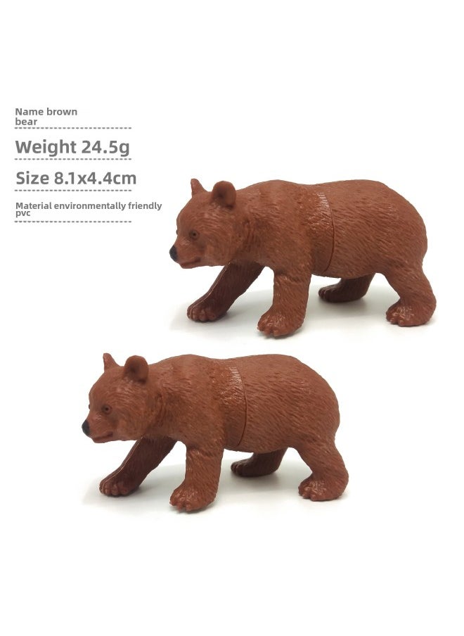 Medium Size Simulation Farm Wild Animal Model Children Toy Elk Alpaca Panda Lion Model Cross Border PVC-Color:Brown Bear 2 49g  - Image 1