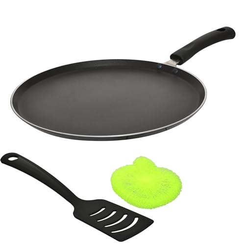 Regalo Non Stick Dosa Tawa Induction Base with Detachable Handle, Hammered Toned,Aluminium, Black (305mm) - Image 3