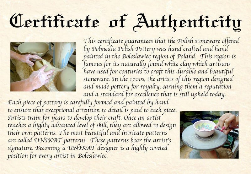 Polmedia Polish Pottery Authentic Polish Pottery Mug 13 oz in Spring Flowers Design Handmade in Bolesawiec Poland by Ceramika Bona  Certificate of Authenticity - Image 5