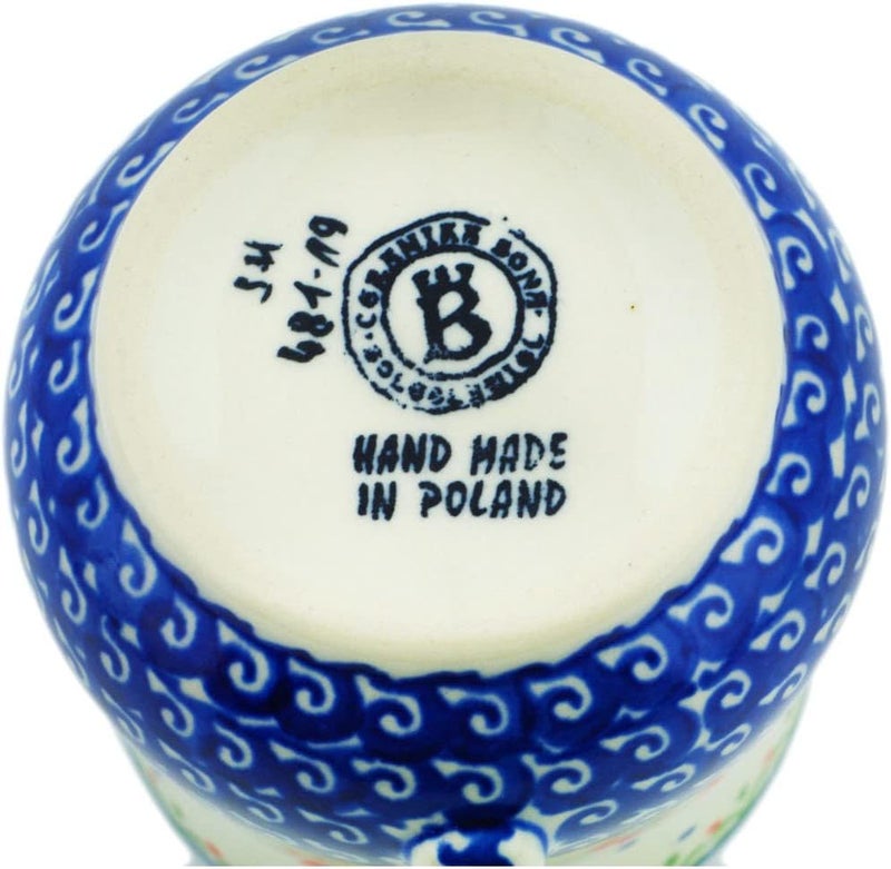 Polmedia Polish Pottery Authentic Polish Pottery Mug 13 oz in Spring Flowers Design Handmade in Bolesawiec Poland by Ceramika Bona  Certificate of Authenticity - Image 4