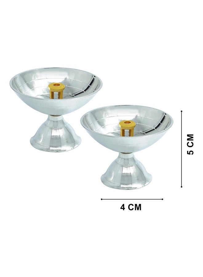 BENGALEN Diya Silver Plated with Red Velvet Gift Box Brass Piyali Dia Pooja Items Diwali Decoration Puja Gifts Handmade Oil Lamp Traditional Indian Deepawali Gift Items - Image 2