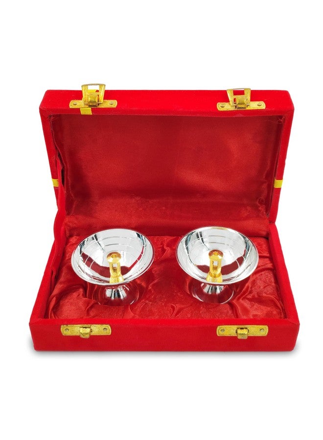 BENGALEN Diya Silver Plated with Red Velvet Gift Box Brass Piyali Dia Pooja Items Diwali Decoration Puja Gifts Handmade Oil Lamp Traditional Indian Deepawali Gift Items - Image 4