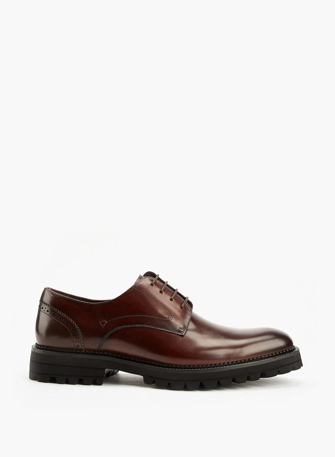 دوتشيني Men's Solid Lace-Up Derby Shoes
