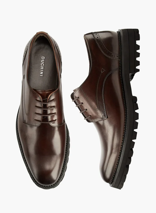 دوتشيني Men's Solid Lace-Up Derby Shoes