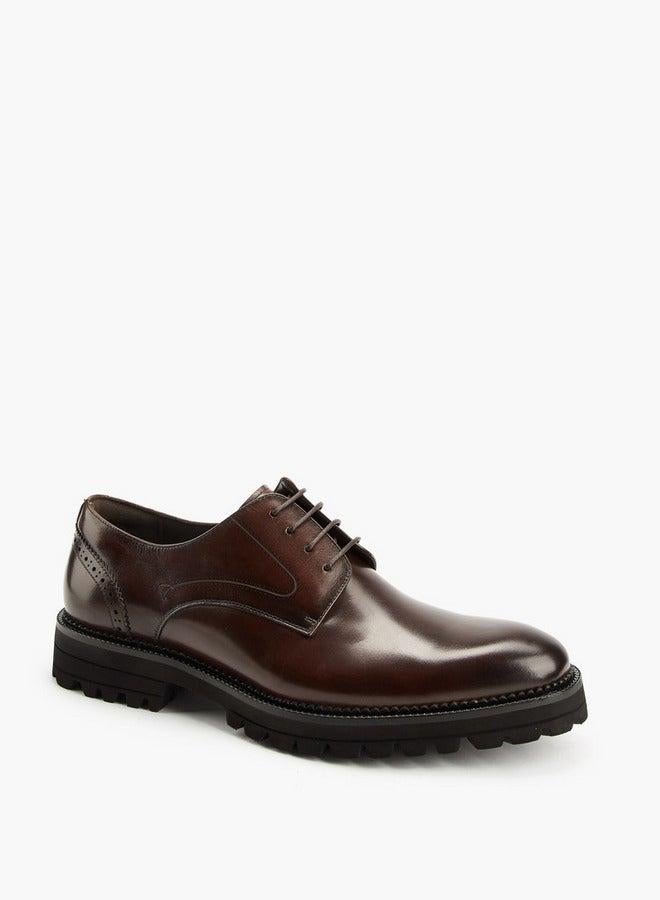 DUCHINI Men's Solid Lace-Up Derby Shoes - Image 1