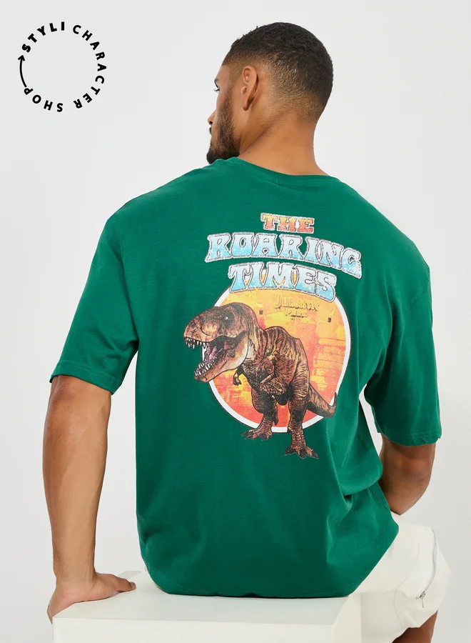 Styli Styli Jurassic Park Graphic Print Compact Jersey Oversized T-Shirt