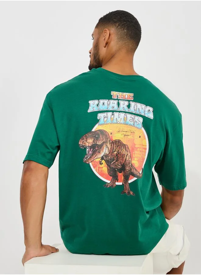 ستايلي Jurassic Park Graphic Print Compact Jersey Oversized T-Shirt