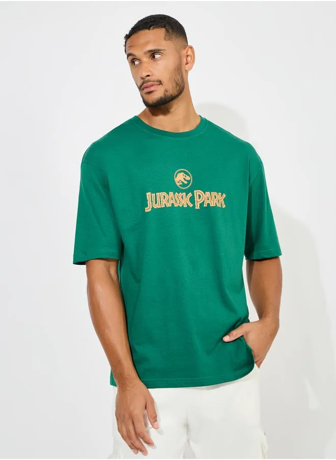 ستايلي Jurassic Park Graphic Print Compact Jersey Oversized T-Shirt