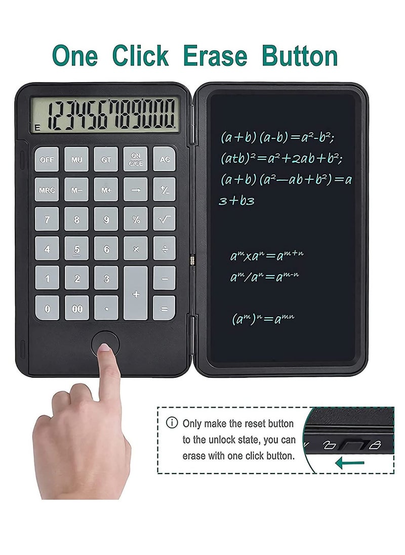 KASTWAVE - Calculator, Basic Office Calculators with 6.5 Inch Writing Tablet and Pen, Rechargeable Multifunctional Foldable Portable Mute Calculator Notepad for Home School Meeting and Study - Image 1