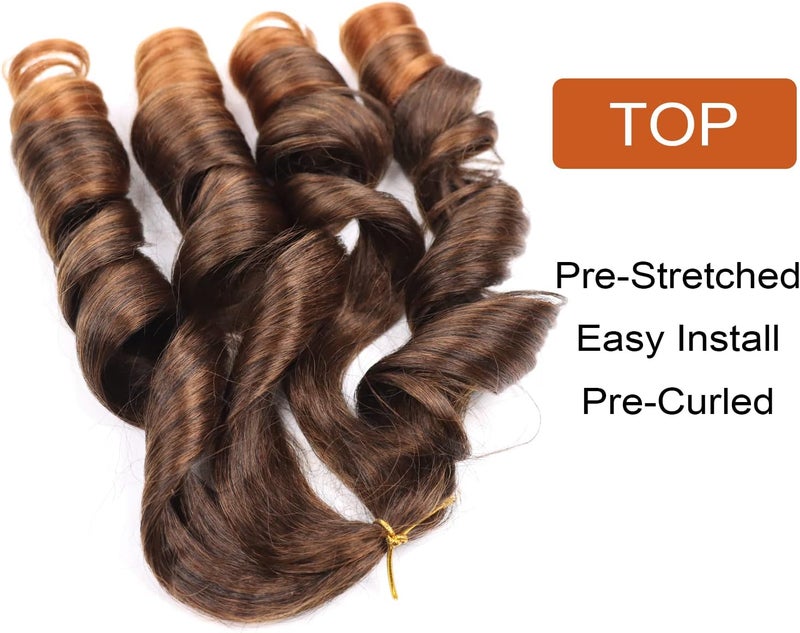 Lianzi French Curly Braiding Hair 18 Inch 8 Packs Curly Braiding Hair Pre Stretched for Box Braids French Curls Crochet Braids Bouncy Loose Wavy Synthetic Braiding Hair Extensions(T30) - Image 4