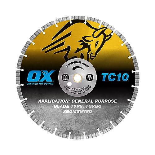 OX Tools TC10-14 14" General Purpose Diamond Blade, Stone Blade for Concrete Saw, Long Life 10mm Segments, Wet/Dry Cutting, Hot Pressed Sintered Segments, Cuts Brick Block Pavers Concrete - Image 4