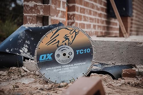 OX Tools TC10-14 14" General Purpose Diamond Blade, Stone Blade for Concrete Saw, Long Life 10mm Segments, Wet/Dry Cutting, Hot Pressed Sintered Segments, Cuts Brick Block Pavers Concrete - Image 2