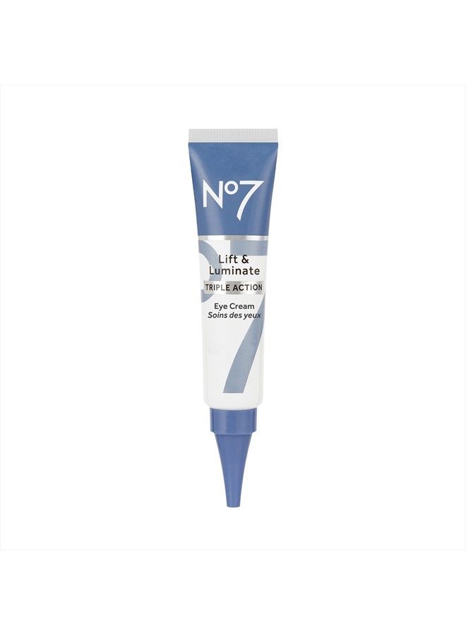 No7 Lift & Luminate Eye Cream - Dark Circles & Puffiness Solution - Shea Butter, Hyaluronic Acid & Ginseng (15ml) - Image 1