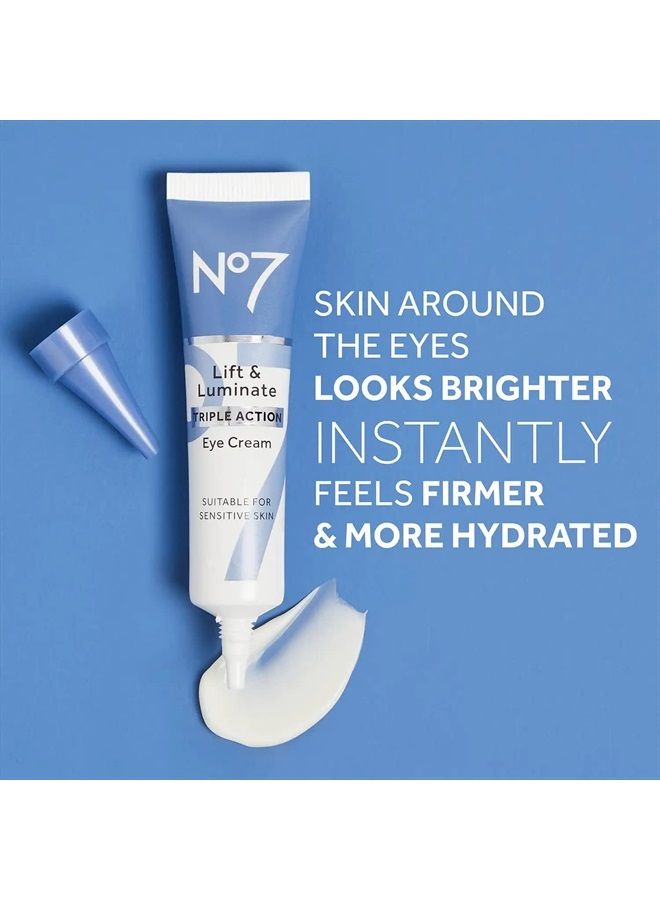 No7 Lift & Luminate Eye Cream - Dark Circles & Puffiness Solution - Shea Butter, Hyaluronic Acid & Ginseng (15ml) - Image 5