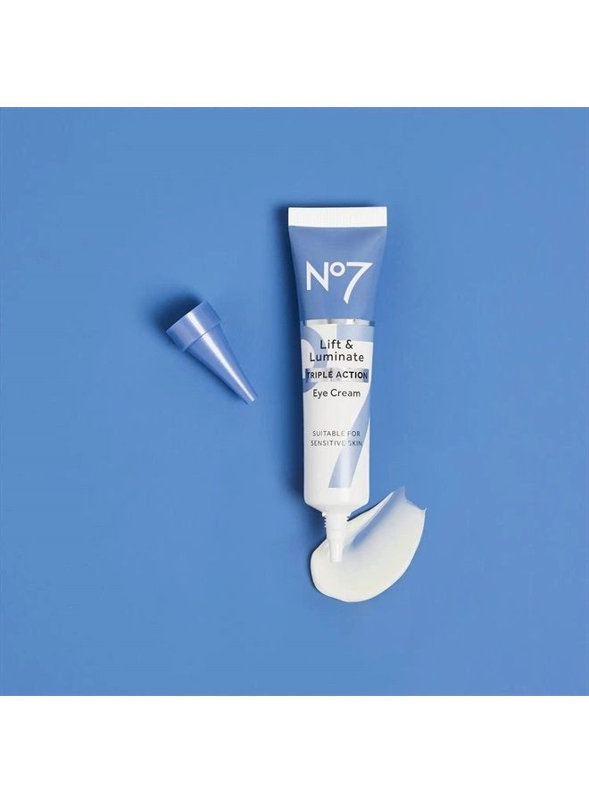 No7 Lift & Luminate Eye Cream - Dark Circles & Puffiness Solution - Shea Butter, Hyaluronic Acid & Ginseng (15ml) - Image 3