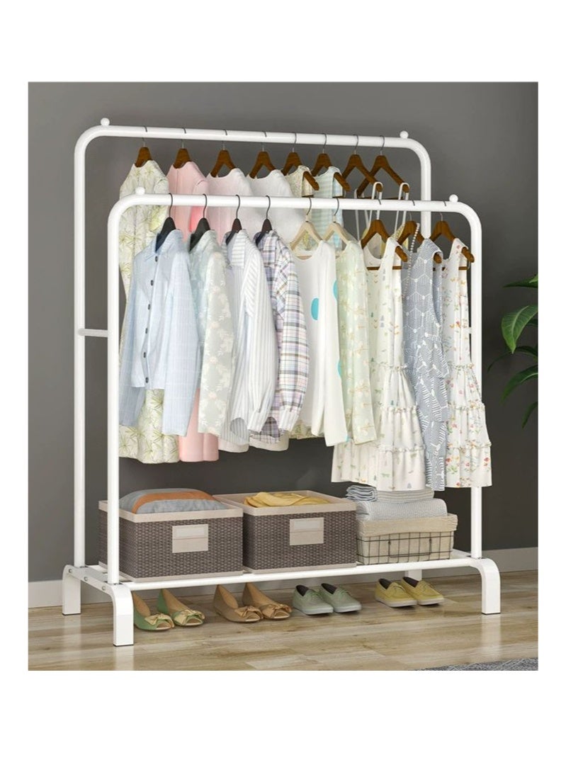 White double-pole hanger, single-layer storage, metal pole hanger, lengthened and firm type - Image 1