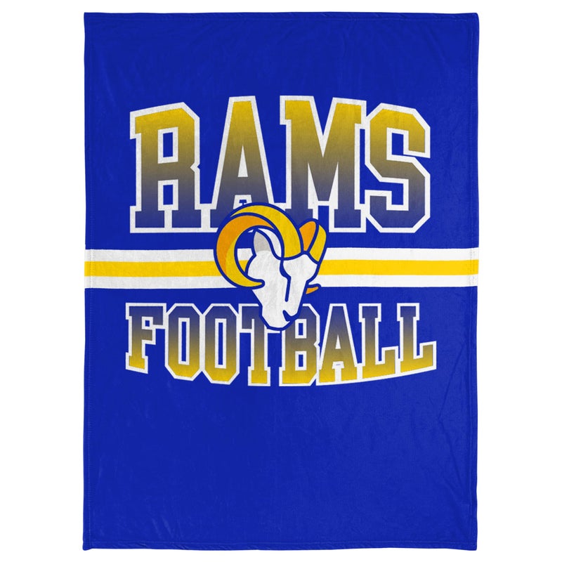 FOCO FOCO NFL Micro Raschel Plush Throw Blanket Stripe Logo 45 x 60 Los Angeles Rams 