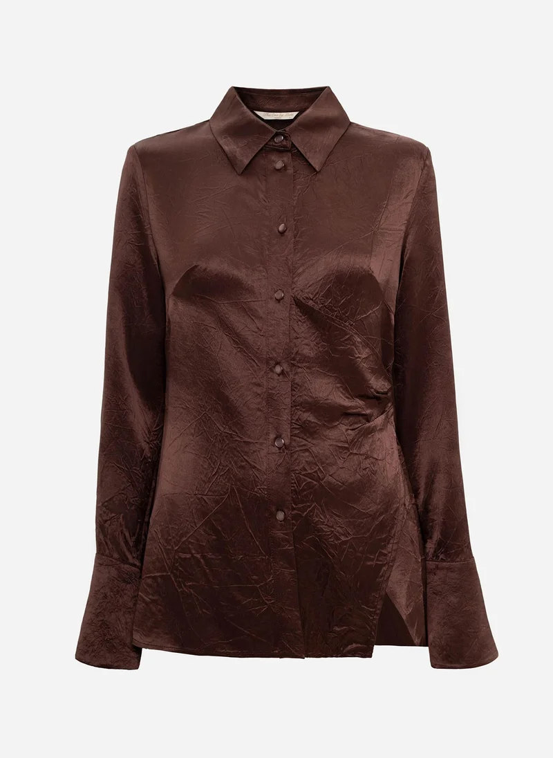 Lichi Fitted shirt in crinkled-effect fabric