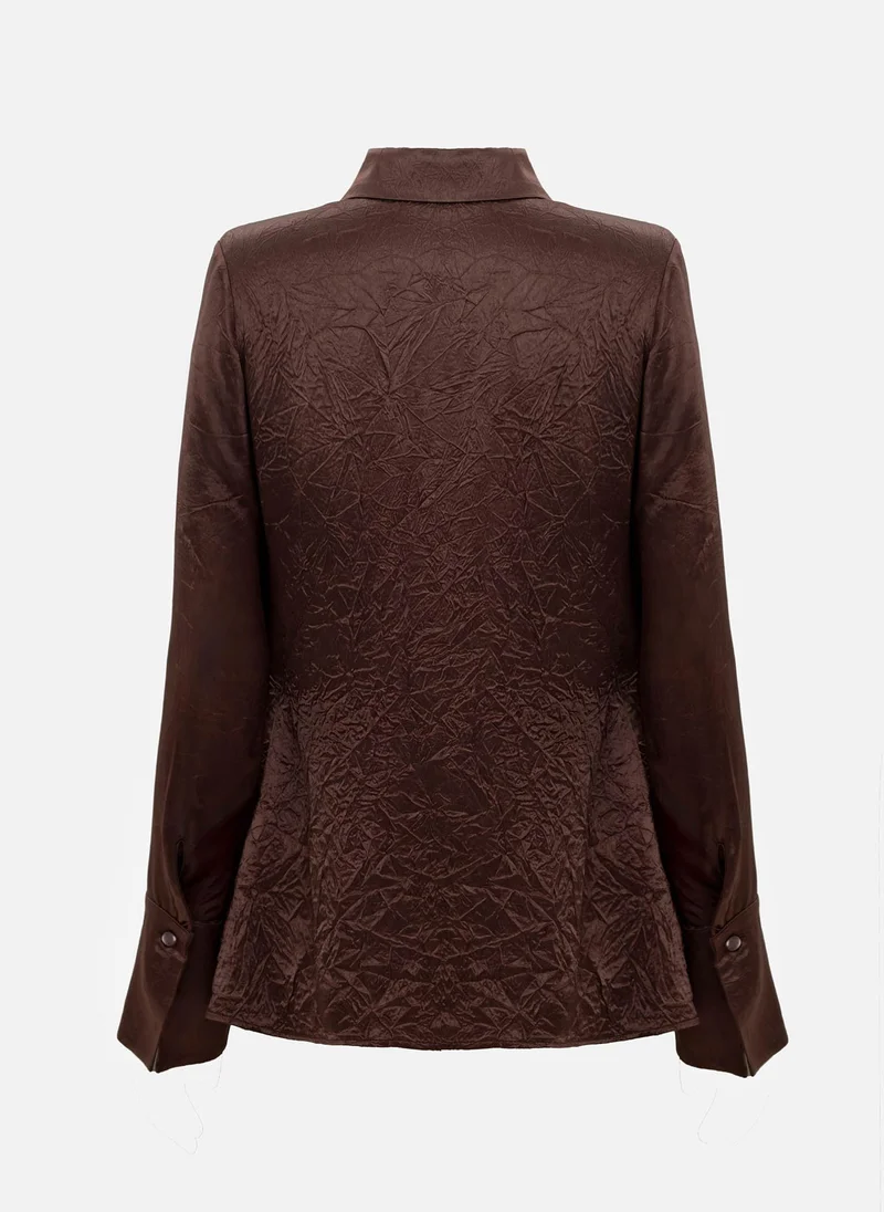 Lichi Fitted shirt in crinkled-effect fabric