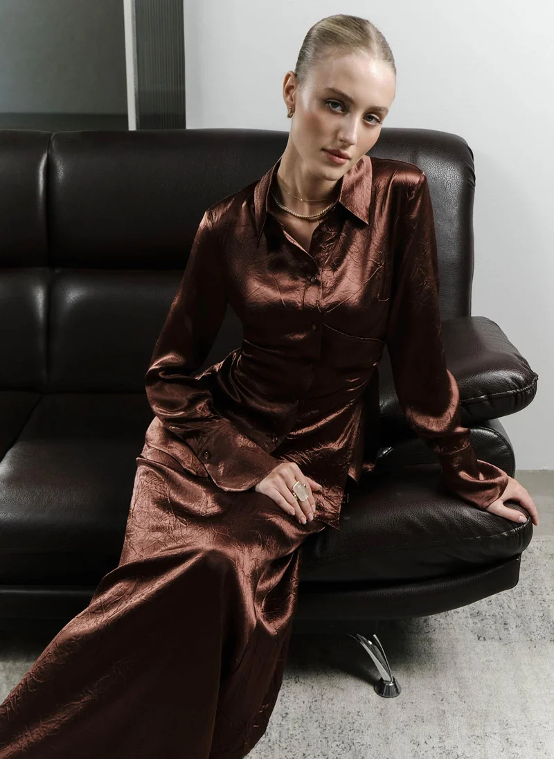 Lichi Fitted shirt in crinkled-effect fabric
