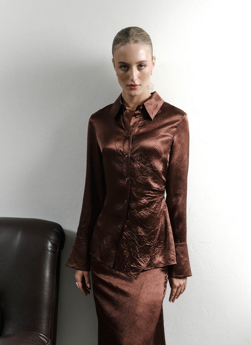 Lichi Fitted shirt in crinkled-effect fabric - Image 5