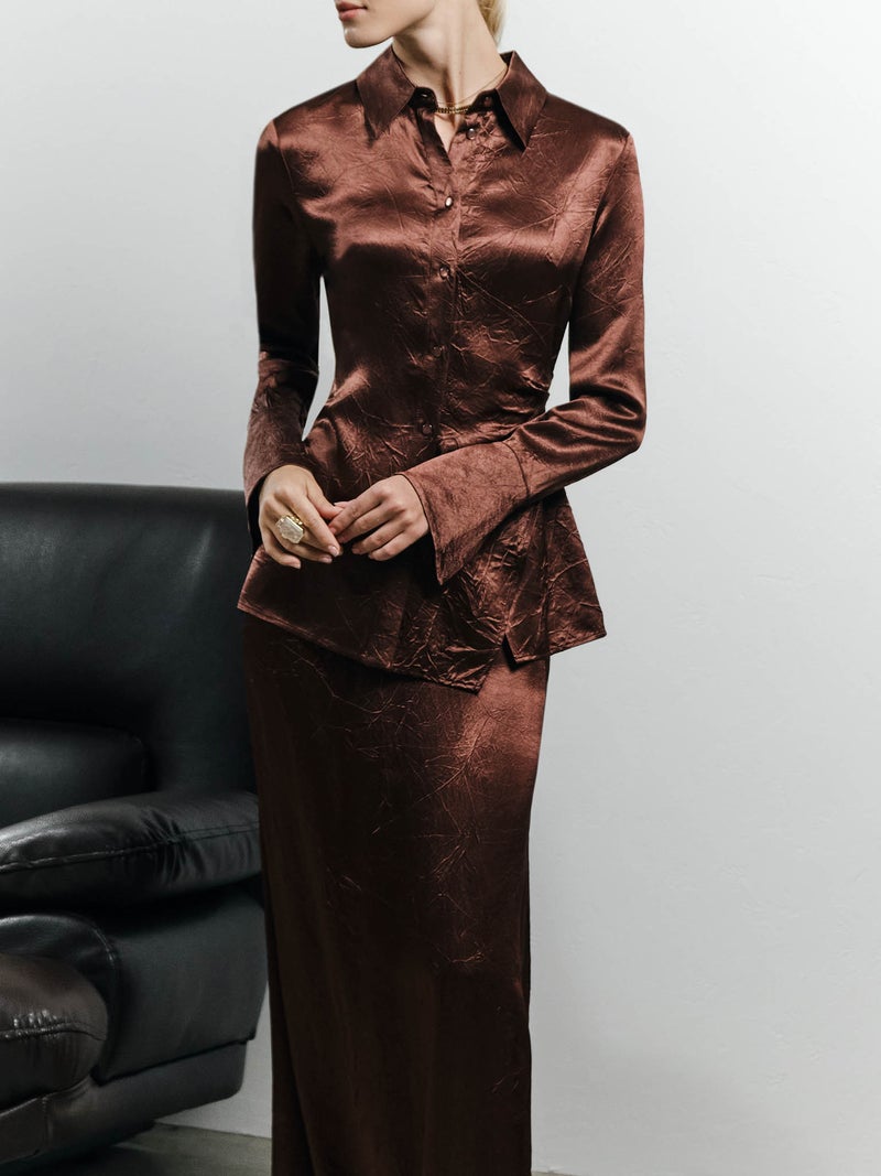 Lichi Fitted shirt in crinkled-effect fabric - Image 4