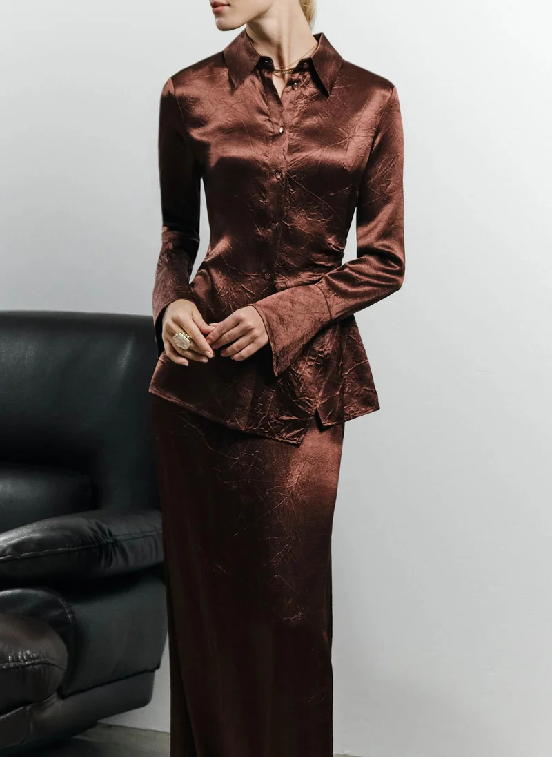 Lichi  Fitted shirt in crinkled-effect fabric for Women | Best Price UAE
