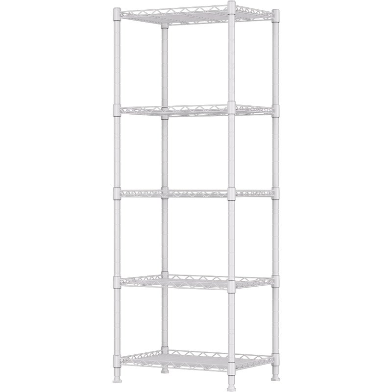 REGILLER 5-Wire Shelving Metal Storage Rack Adjustable Shelves,Standing Storage Shelf Units for Laundry Bathroom Kitchen Pantry Closet(White,11.8" D x 16.6" W x 53.5" H) - Image 1