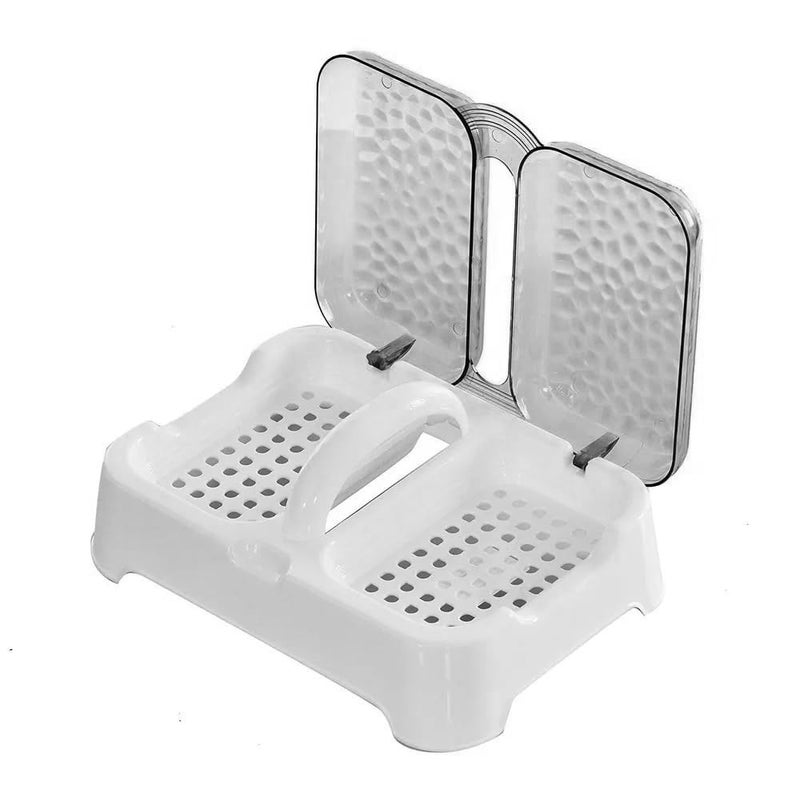 Pass Pass PASSPASS Plastic Medium Size Double Sealed Drain Soap Dish Tray Holder with Handle & Lid Cover Box Case Soap Holder (Pack of 3) (Random Color Will Be Sent) - Image 3
