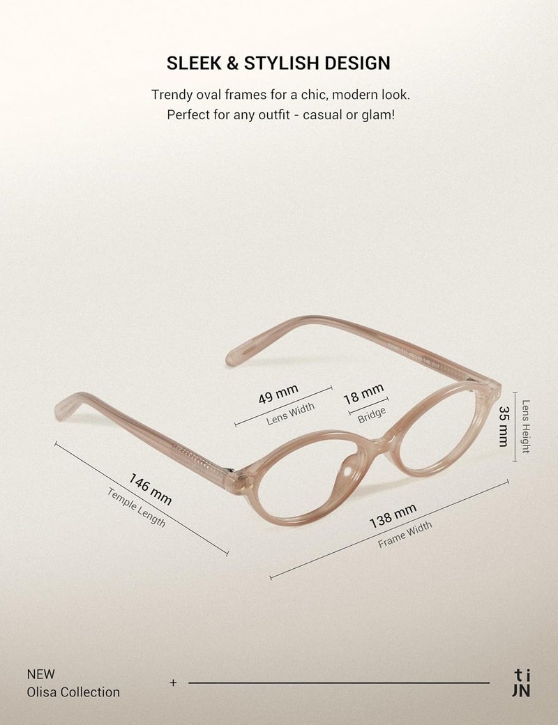 TIJN Olisa Blue Light Blocking Glasses for Women Men,Oval Glasses Frame Bluelight Glasses for Gaming/Computer/Screen - Image 3