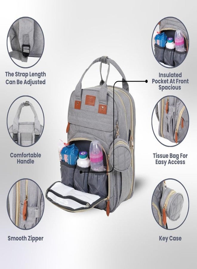 TAG24 Diaper Bag Backpack with Built-in Changing Station,Large Capacity Waterproof Mummy Bag with Bassinet,Insulated Pockets,Laptop Compartment & Organizer for Baby Essentials Travel,Unisex-Grey - Image 2