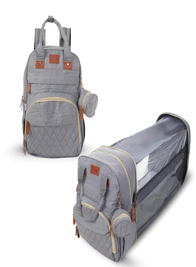 TAG24 Diaper Bag Backpack with Built-in Changing Station,Large Capacity Waterproof Mummy Bag with Bassinet,Insulated Pockets,Laptop Compartment & Organizer for Baby Essentials Travel,Unisex-Grey - Image 1