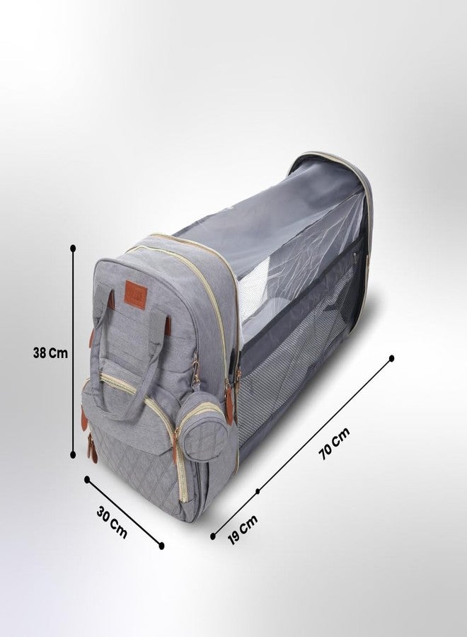 TAG24 Diaper Bag Backpack with Built-in Changing Station,Large Capacity Waterproof Mummy Bag with Bassinet,Insulated Pockets,Laptop Compartment & Organizer for Baby Essentials Travel,Unisex-Grey - Image 4