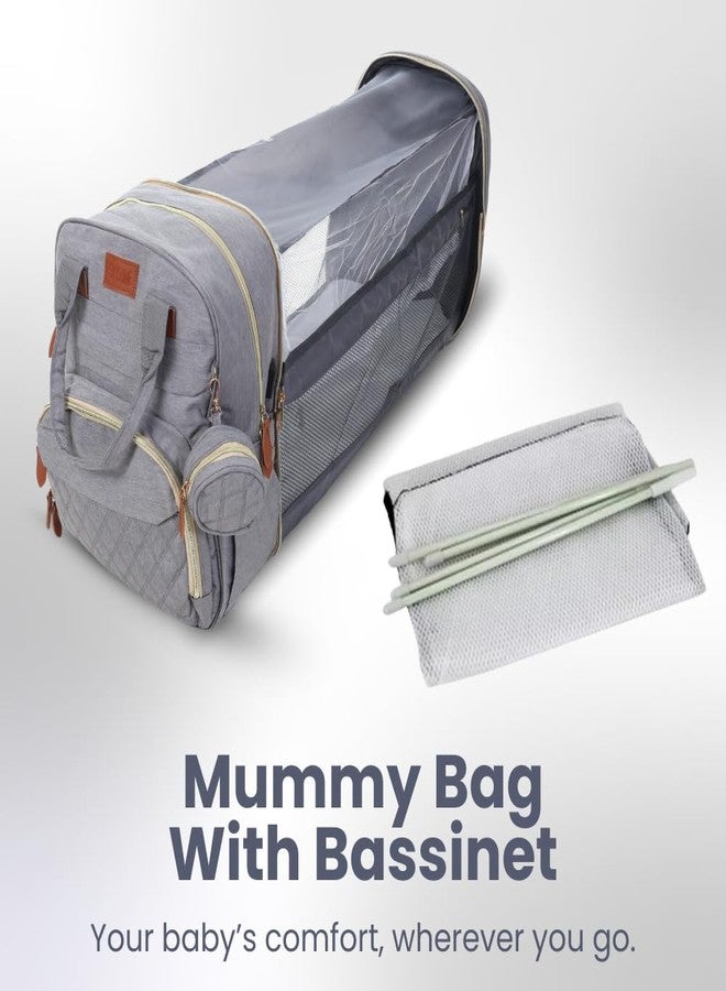 TAG24 Diaper Bag Backpack with Built-in Changing Station,Large Capacity Waterproof Mummy Bag with Bassinet,Insulated Pockets,Laptop Compartment & Organizer for Baby Essentials Travel,Unisex-Grey - Image 5