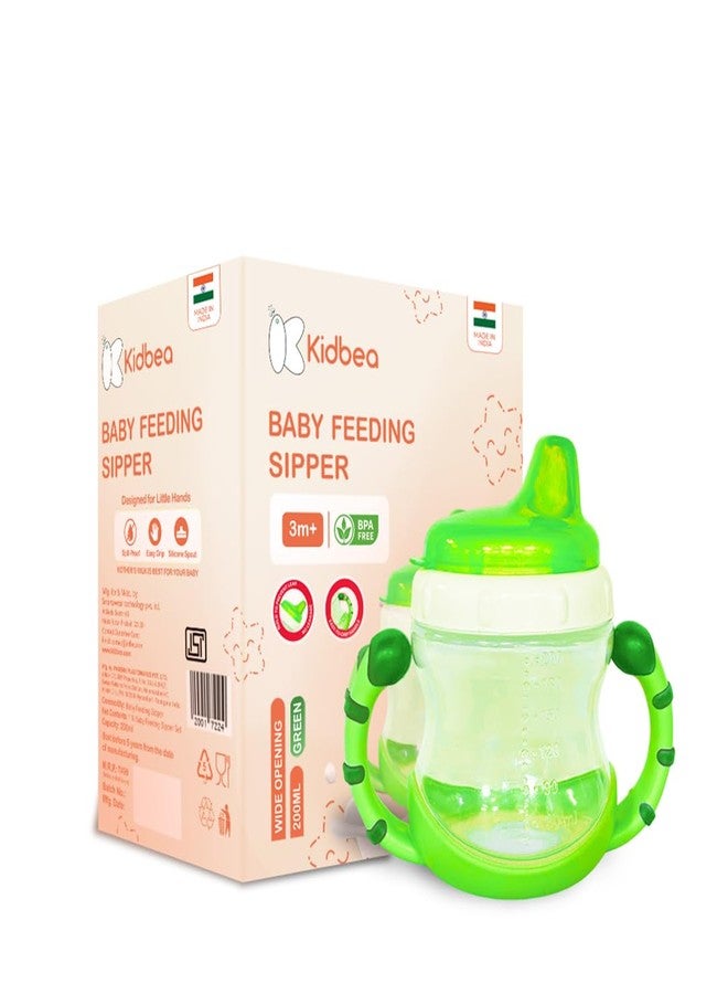Kidbea® Stainless Steel Baby Feeding Bottle & Spill-Proof Sippy Cup Set | BPA-Free, Easy Grip, Leak-Proof, for 6M+ Infants & Toddlers (Green) - Image 3