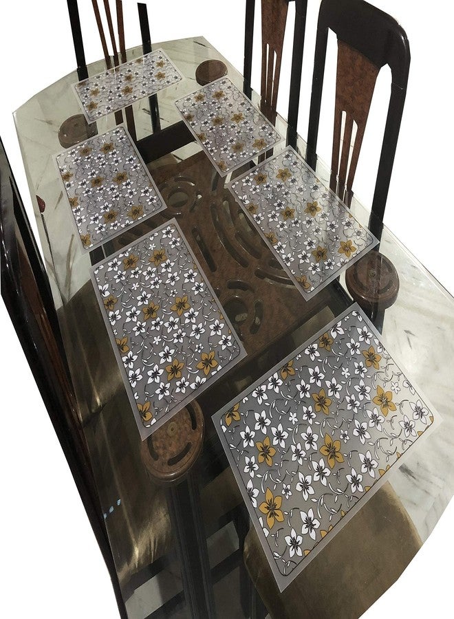 LaVichitra PVC Decorative Transparent Floral Design Placemats Table Mats for Dining Table Home Office Kitchen Restaurant Table Set of 6, 45x30 Cm - Image 1