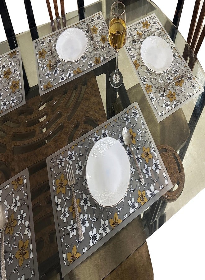 LaVichitra PVC Decorative Transparent Floral Design Placemats Table Mats for Dining Table Home Office Kitchen Restaurant Table Set of 6, 45x30 Cm - Image 4
