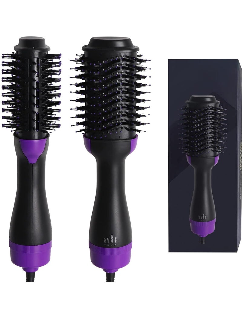 ELTRAZONE 3in1 One-Step Hot Air Hair Brush, Multifunction Electric Negative Ion Straighten Curl Dryer Comb Blower Brush, Women's Essential Hairdressing Tools,Purple  - Image 1