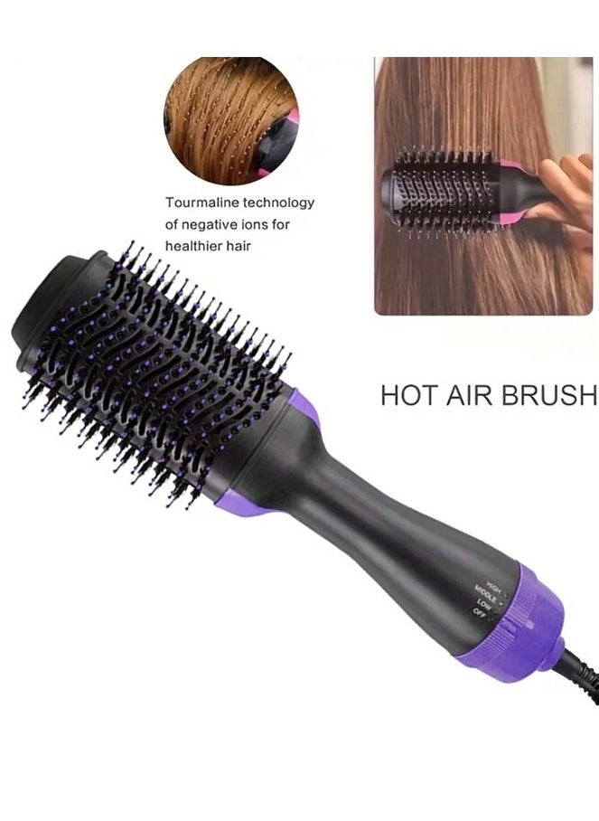 ELTRAZONE 3in1 One-Step Hot Air Hair Brush, Multifunction Electric Negative Ion Straighten Curl Dryer Comb Blower Brush, Women's Essential Hairdressing Tools,Purple  - Image 2