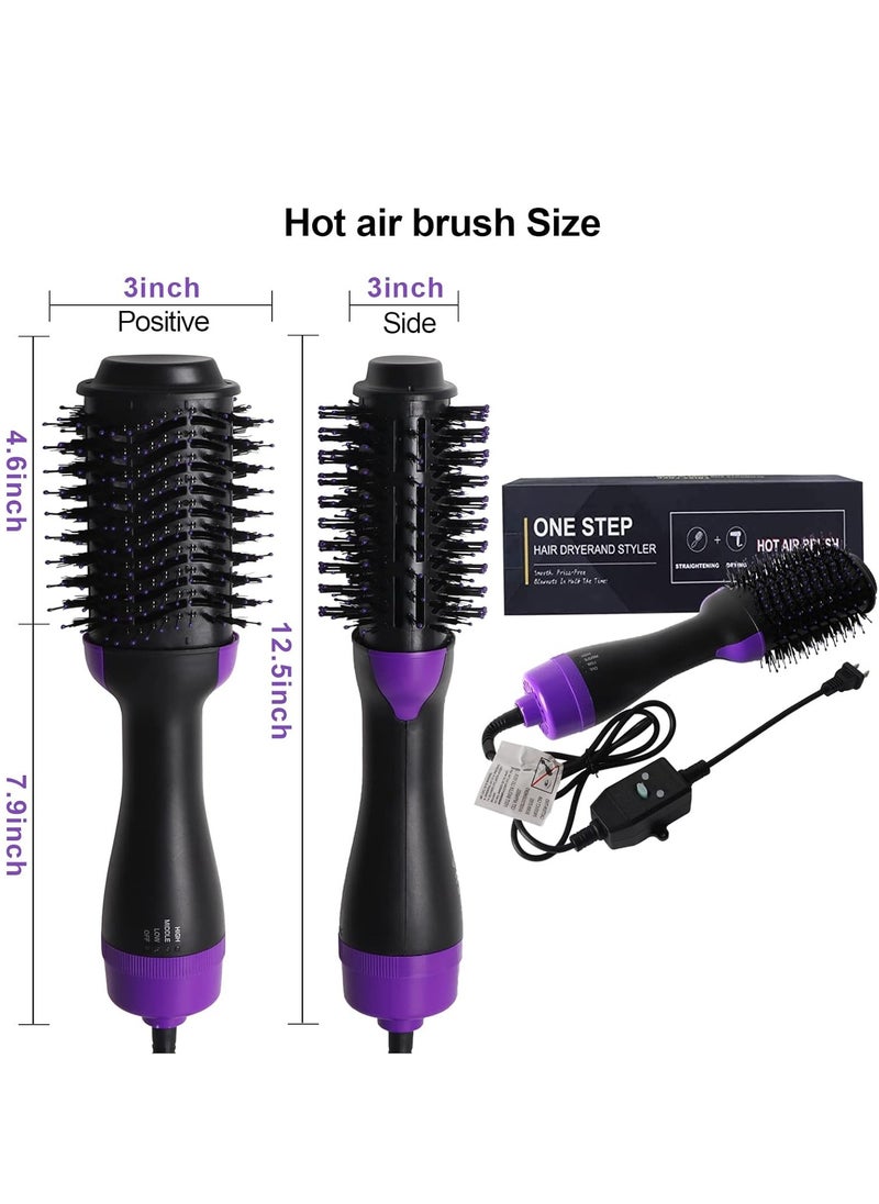 ELTRAZONE 3in1 One-Step Hot Air Hair Brush, Multifunction Electric Negative Ion Straighten Curl Dryer Comb Blower Brush, Women's Essential Hairdressing Tools,Purple  - Image 4