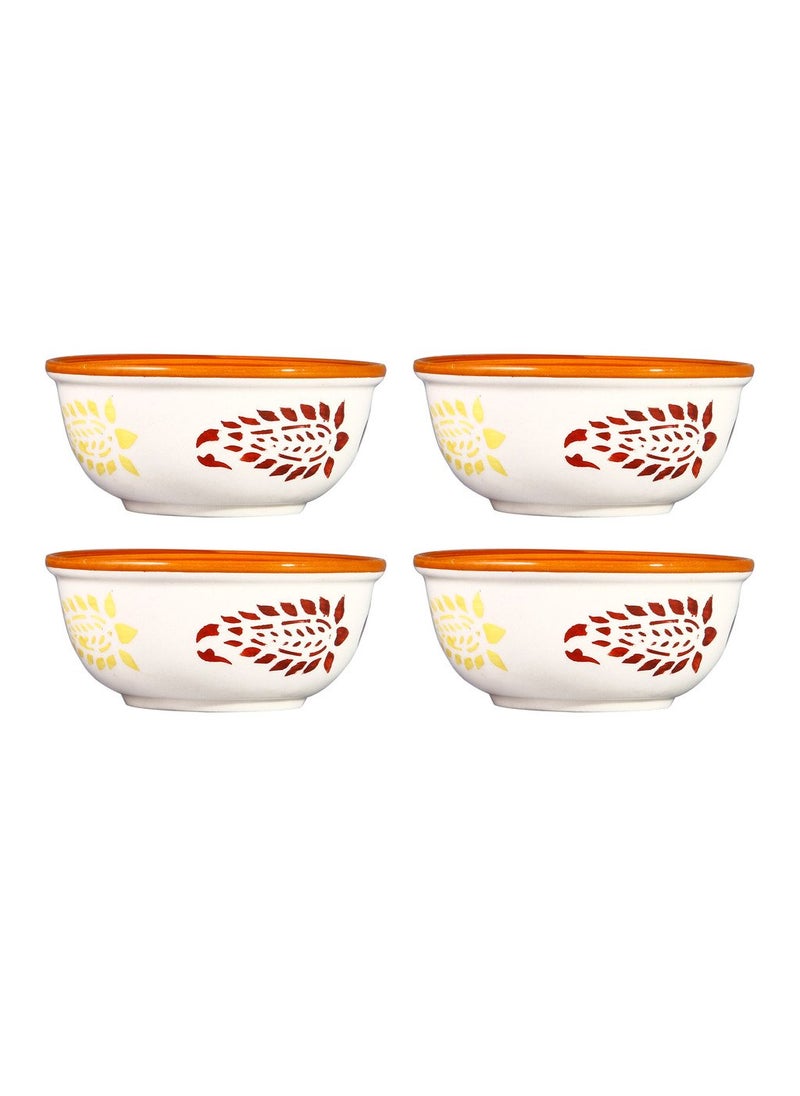 Caffeine - Caffeine Ceramic Handmade Brown boota katori Bowl Set of 4 - Image 1