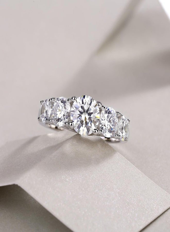 FANCIME Moissanite Engagement Rings for Women Sterling Silver 5-Stone Engagement Ring Moissanite Promise Rings for Her,Wedding Bands Moissanite Rings 1CT Size 6 - Image 4