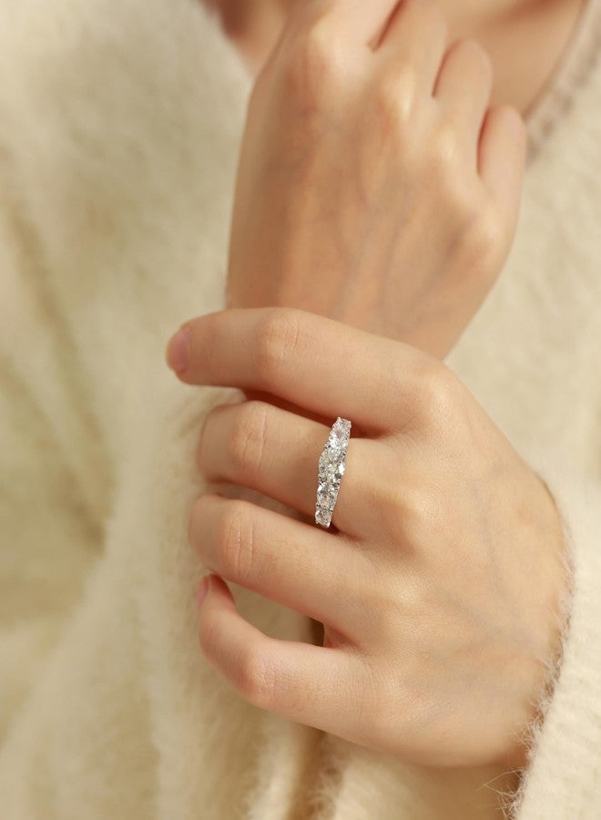 FANCIME Moissanite Engagement Rings for Women Sterling Silver 5-Stone Engagement Ring Moissanite Promise Rings for Her,Wedding Bands Moissanite Rings 1CT Size 6 - Image 2