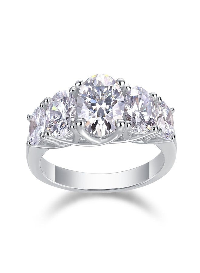 FANCIME Moissanite Engagement Rings for Women Sterling Silver 5-Stone Engagement Ring Moissanite Promise Rings for Her,Wedding Bands Moissanite Rings 1CT Size 6 - Image 1