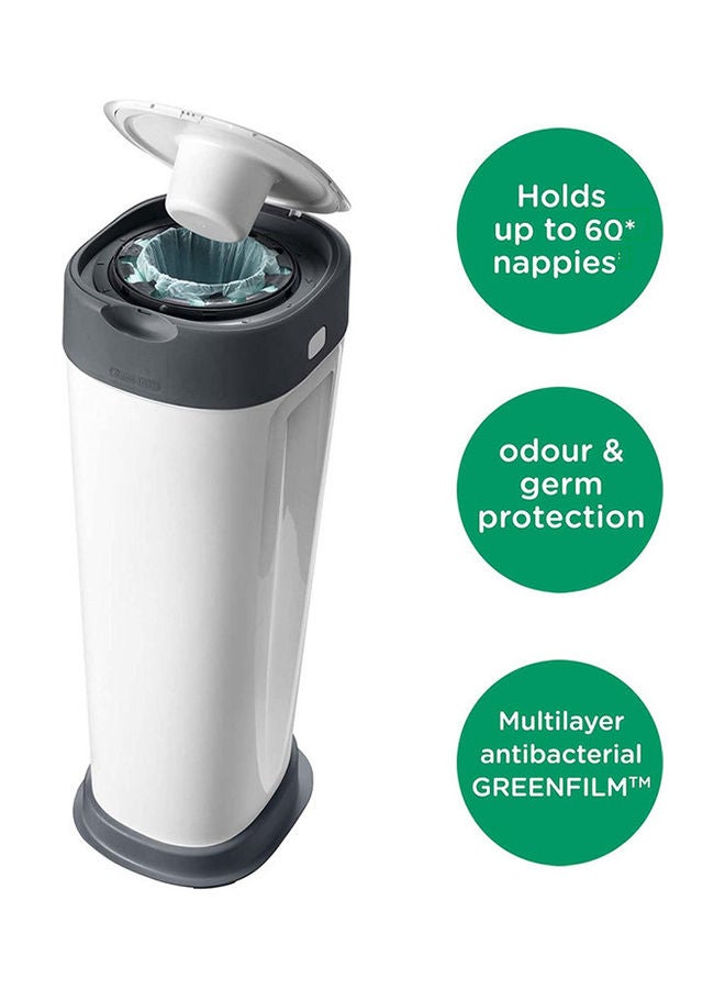 tommee tippee Twist & Click Sangenic XL Nappy Bin, Holds up to 60 Nappies, Eco-Friendlier System, 76cm Tall, Includes 1x Refill Cassette with Sustainably Sourced Antibacterial GREENFILM - Image 3